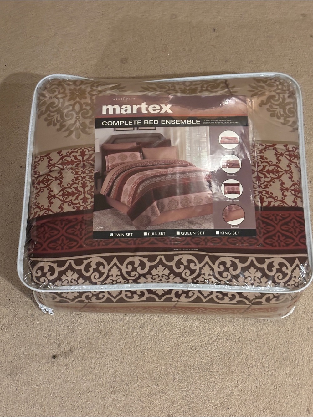 Martex Complete Bed Ensemble - Brown and Cream